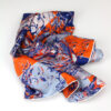 Silk Scarf “Ode to Puteaux” : chess drawing : orange and bleu: limited edition of 50 scarves