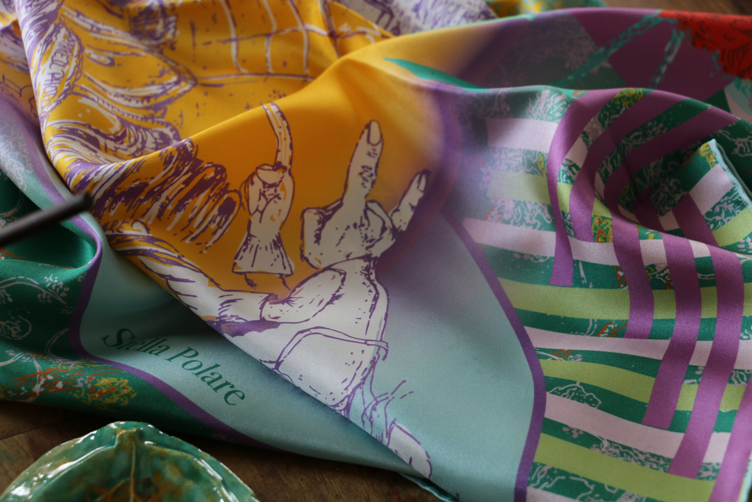 Silk Scarves "Minotaure in Arles" violet by Stella Polare - Image 9