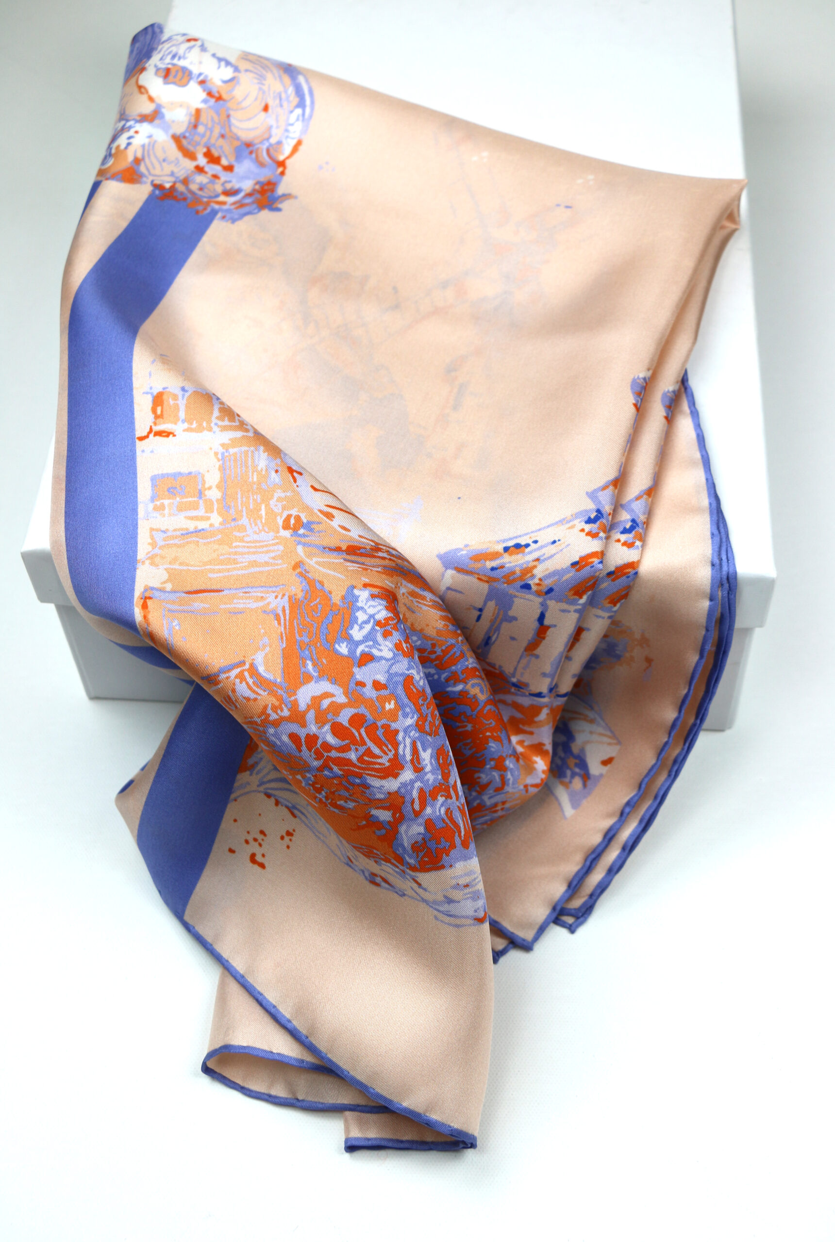 Peach Silk Scarf "Ode to Puteaux" : limited edition of 50 scarves - Image 3