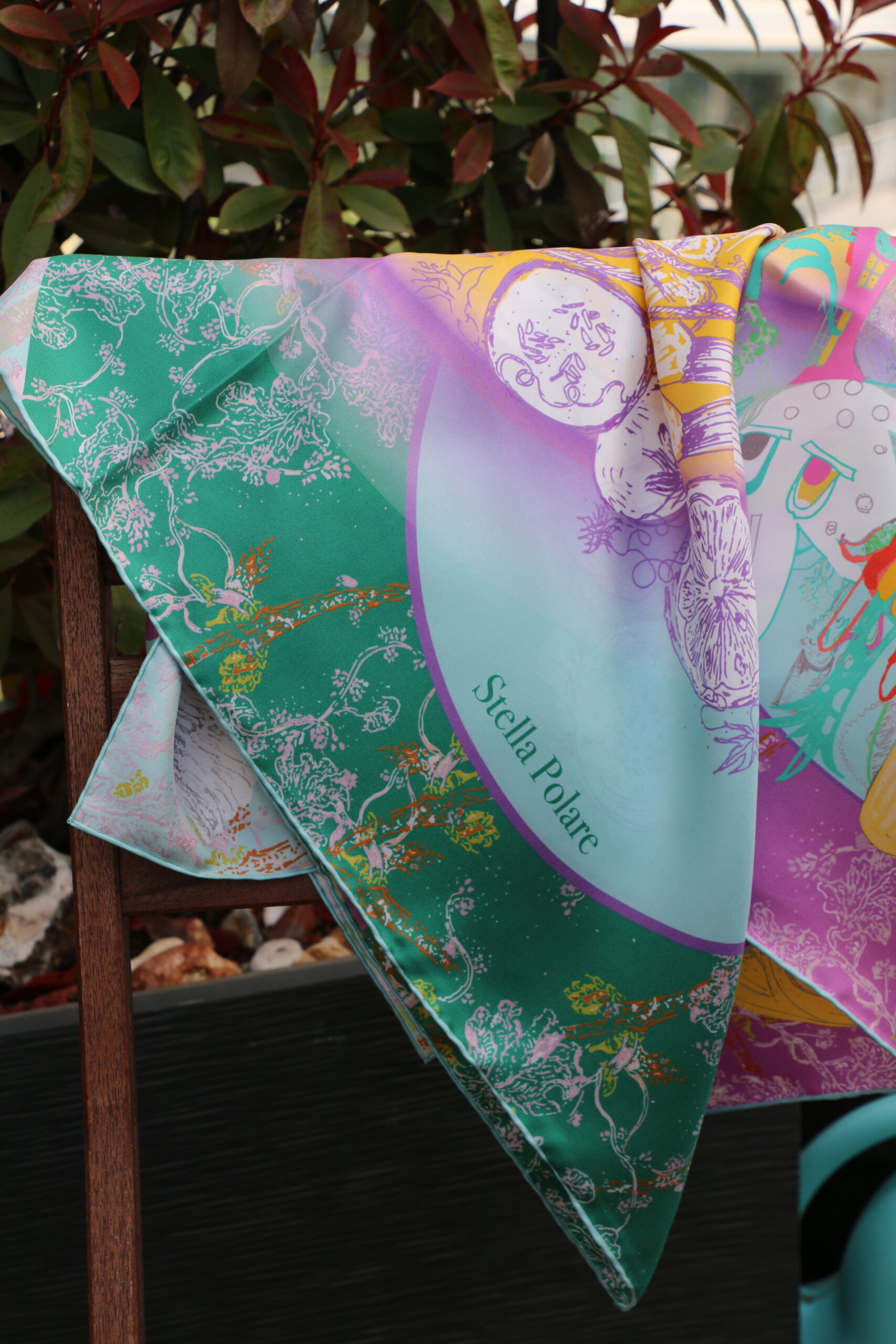 Silk Scarves "Minotaure in Arles" violet by Stella Polare - Image 11