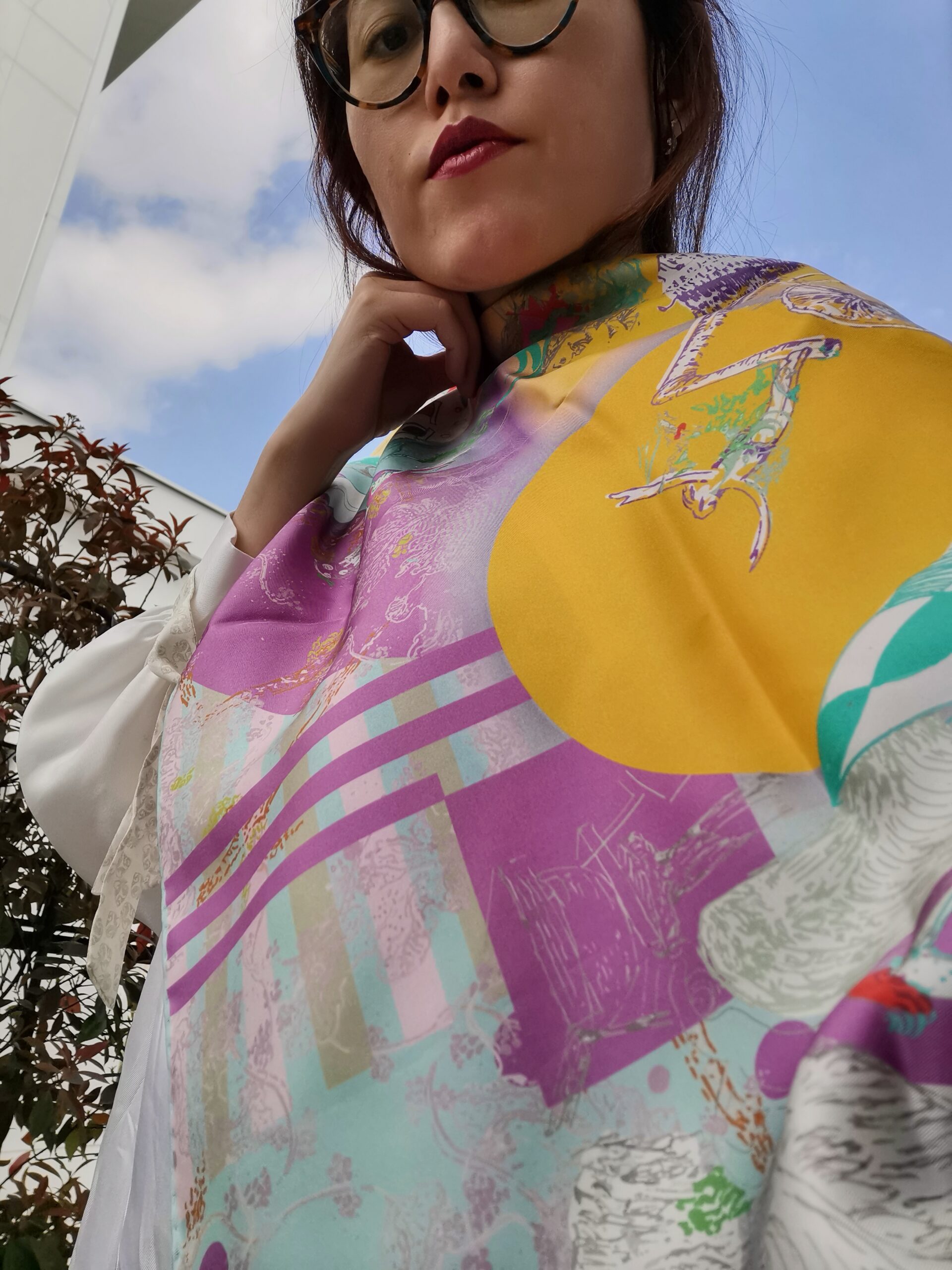 Silk Scarves "Minotaure in Arles" violet by Stella Polare - Image 14