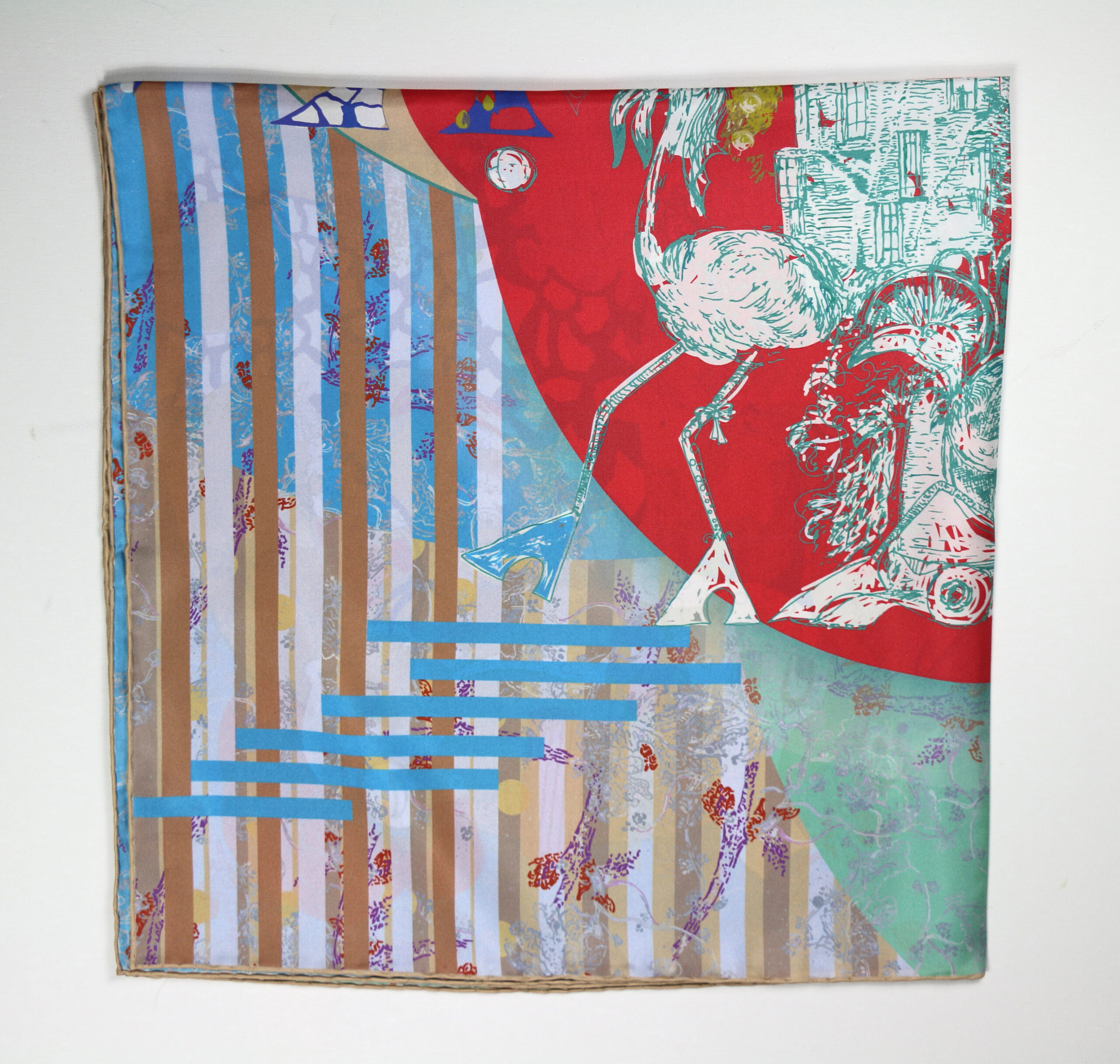 Silk Scarves "Minotaure in Arles" red and pistache by Stella Polare - Image 3