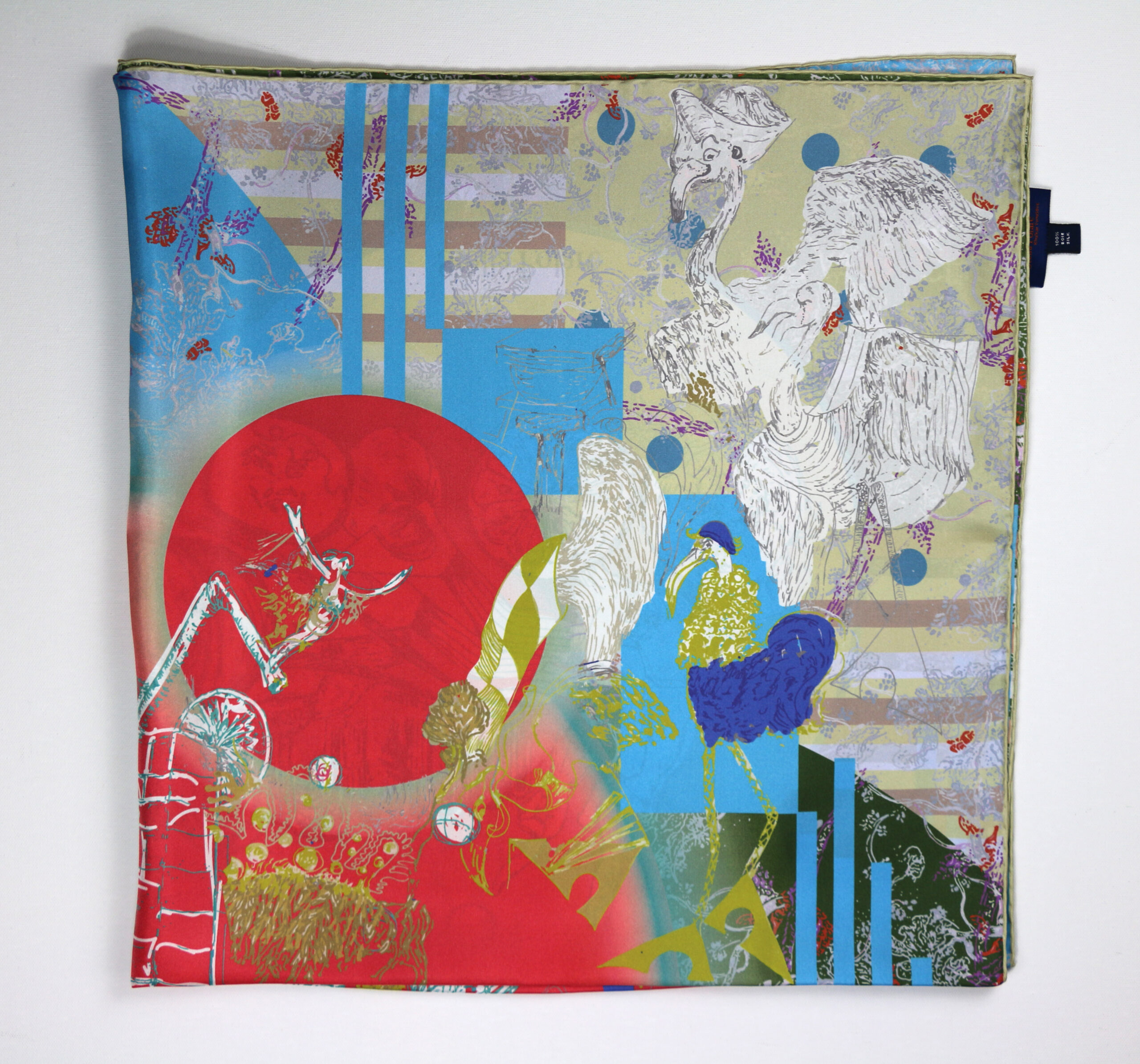 Silk Scarves "Minotaure in Arles" red and green by Stella Polare - Image 3