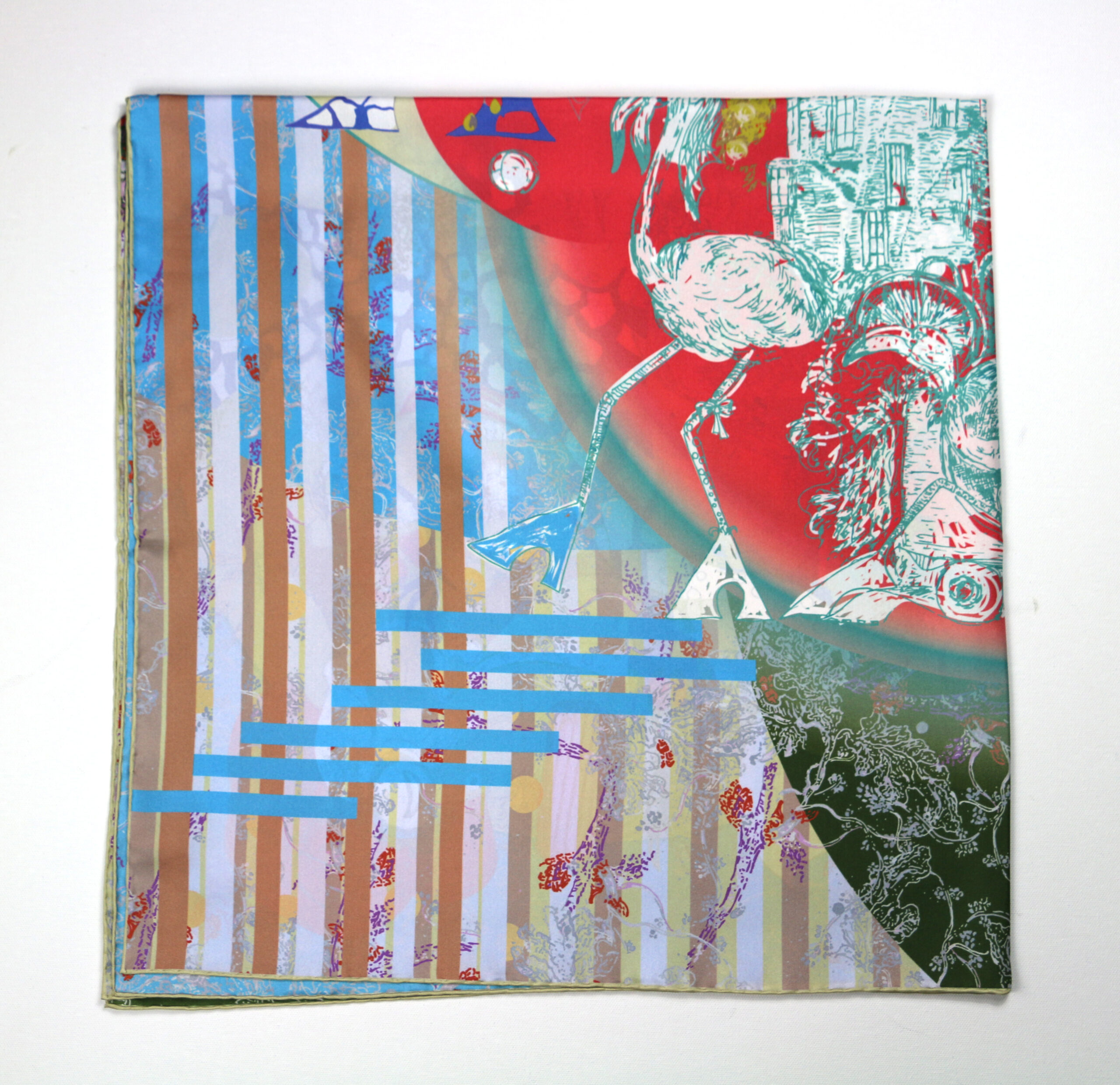 Silk Scarves "Minotaure in Arles" red and green by Stella Polare - Image 5