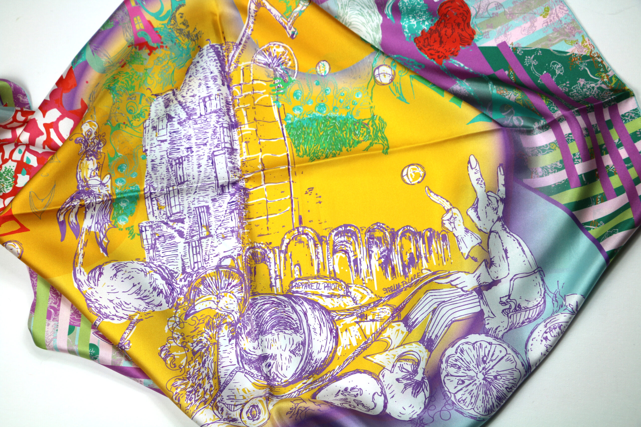 Silk Scarves "Minotaure in Arles" violet by Stella Polare - Image 6