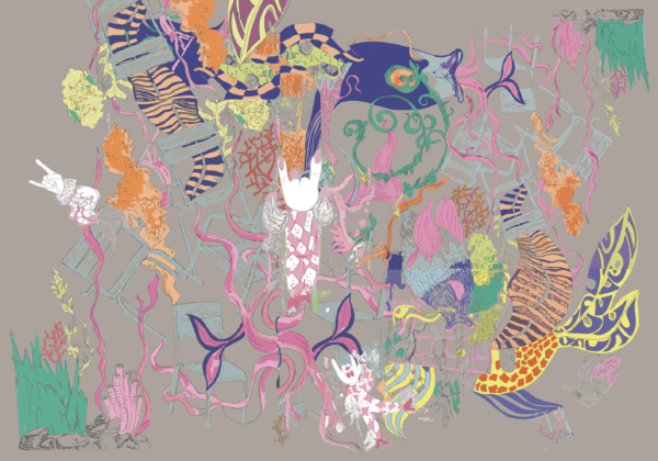"Minotaure in waters" drawing in color by Stella Polare
