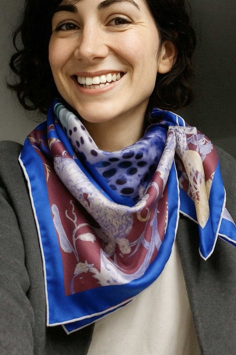 Silk scarf "Leopard" blue – Image 3
