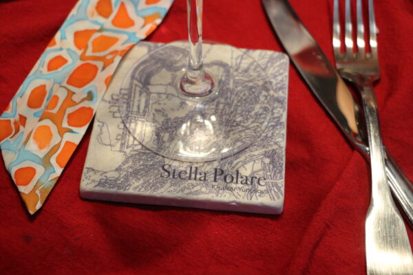 Marble coaster "Joy of open mindneess", drawing on marble by Stella Polare – Image 14