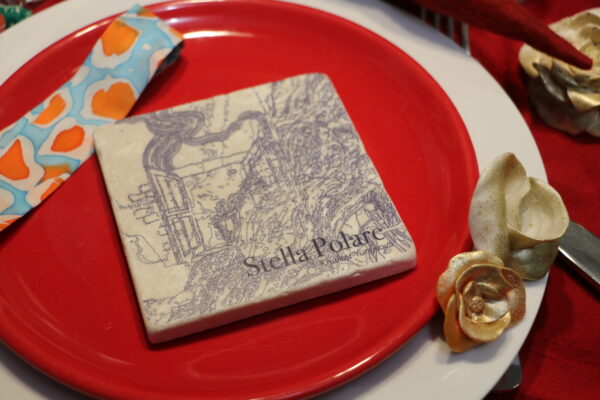 Marble coaster "Joy of open mindneess", drawing on marble by Stella Polare – Image 18