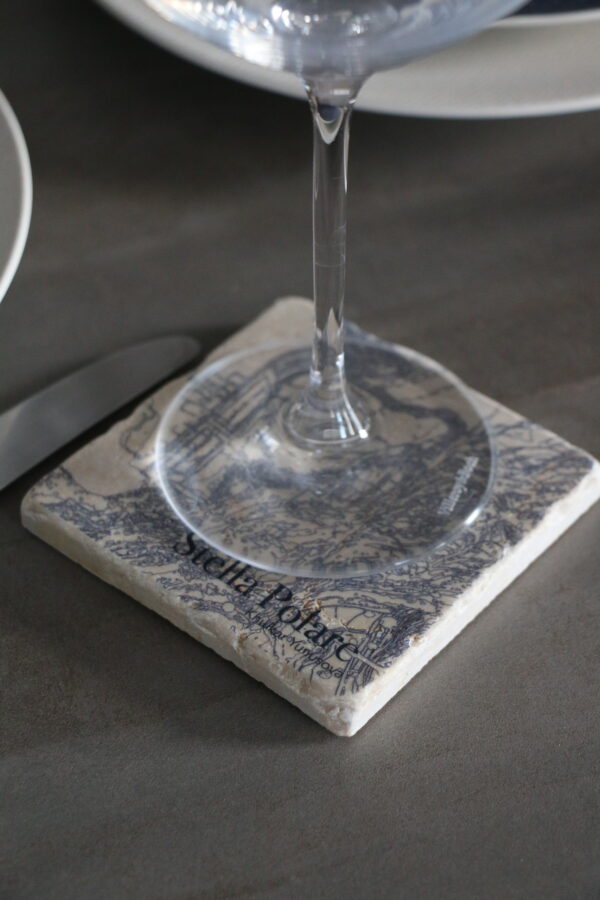 Marble coaster "Joy of open mindneess", drawing on marble by Stella Polare – Image 6