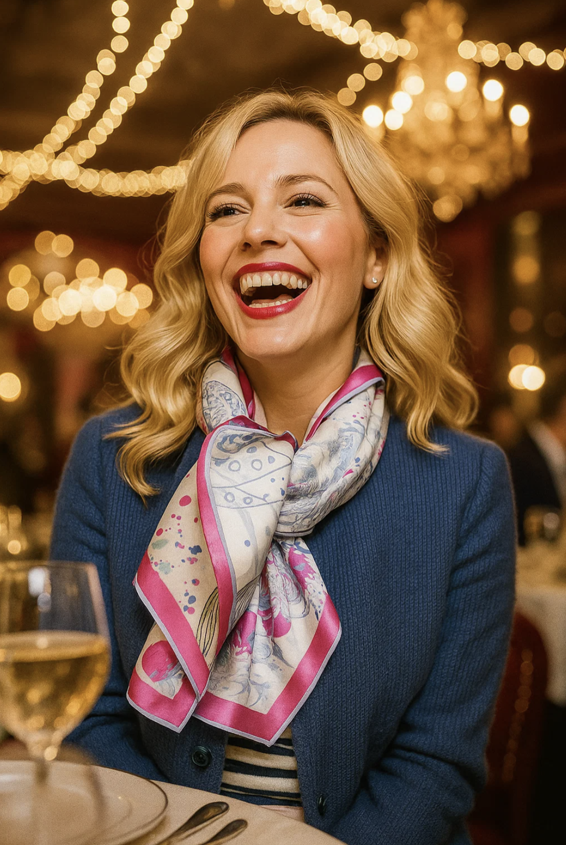 Silk Scarf "Lungs" : magenta and blue - Image 9