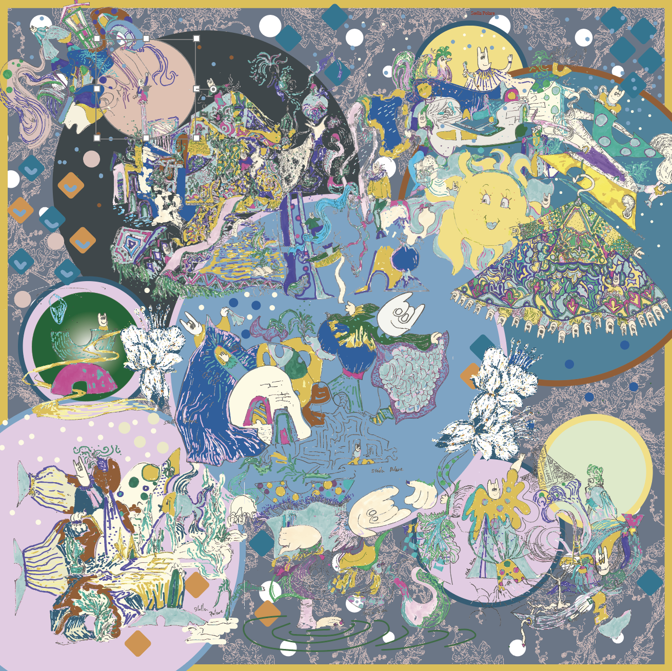 Silk Scarf "Minotaure space N15" couleur 10 by Stella Polare