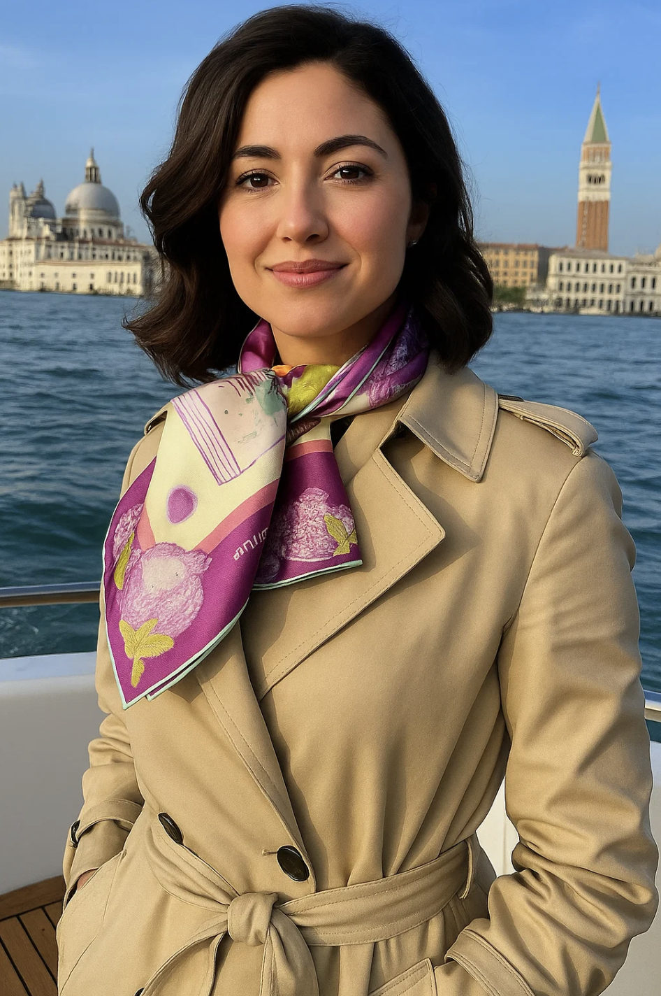 Silk Scarf "Grenade" by Stella Polare / yellow and prune – Image 9