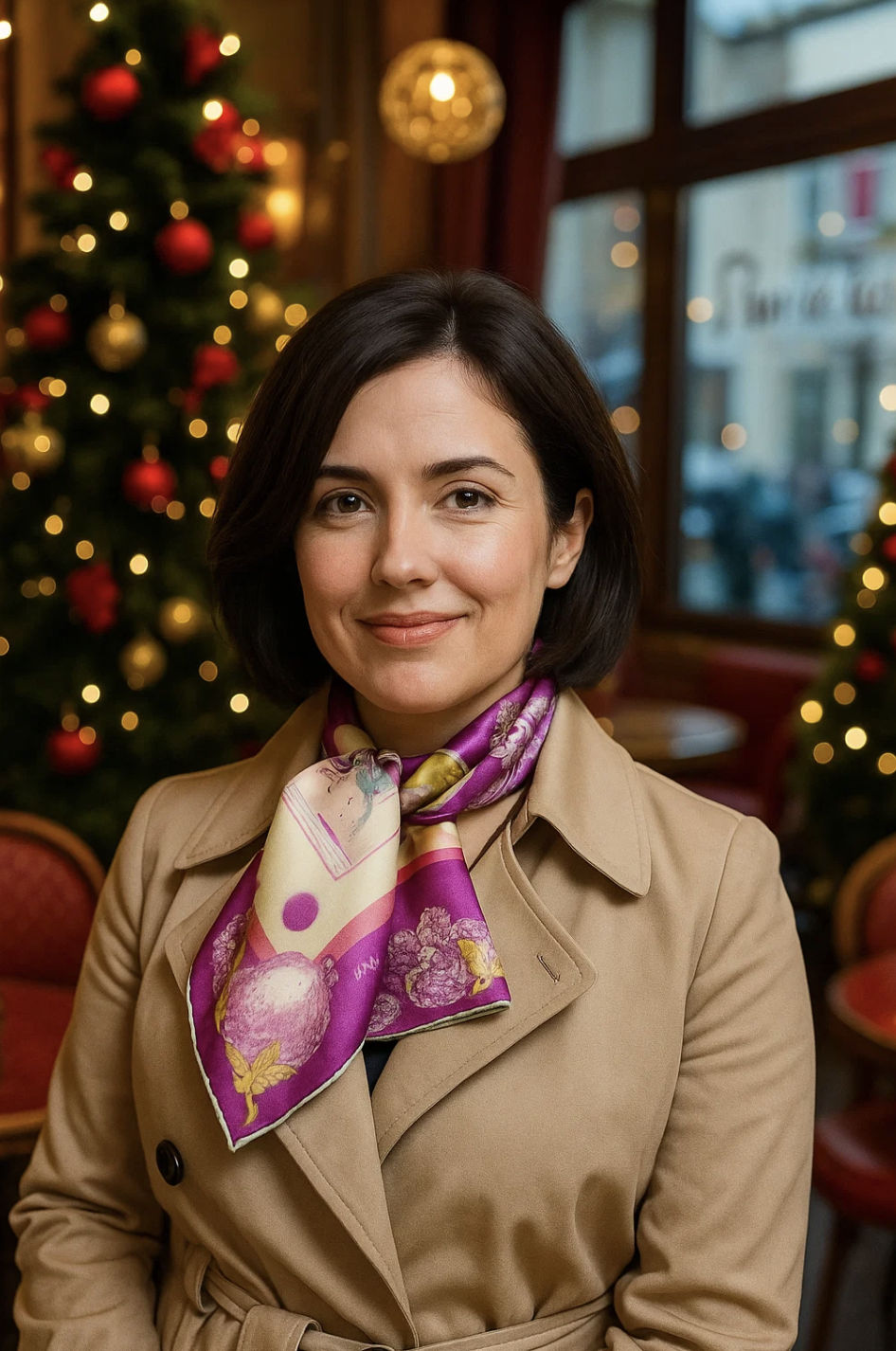 Silk Scarf "Grenade" by Stella Polare / yellow and prune – Image 8