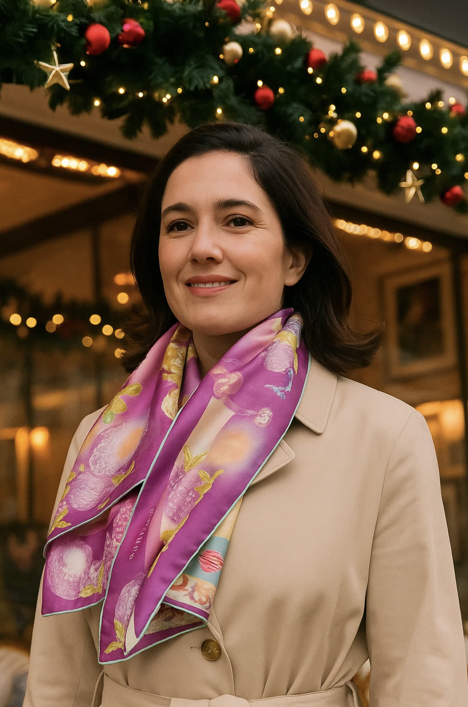 Silk Scarf "Grenade" by Stella Polare / yellow and prune – Image 4