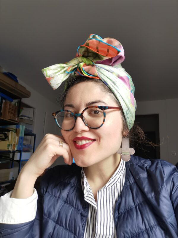Stella Polare Artiste wearing Minotaure spaces scarf