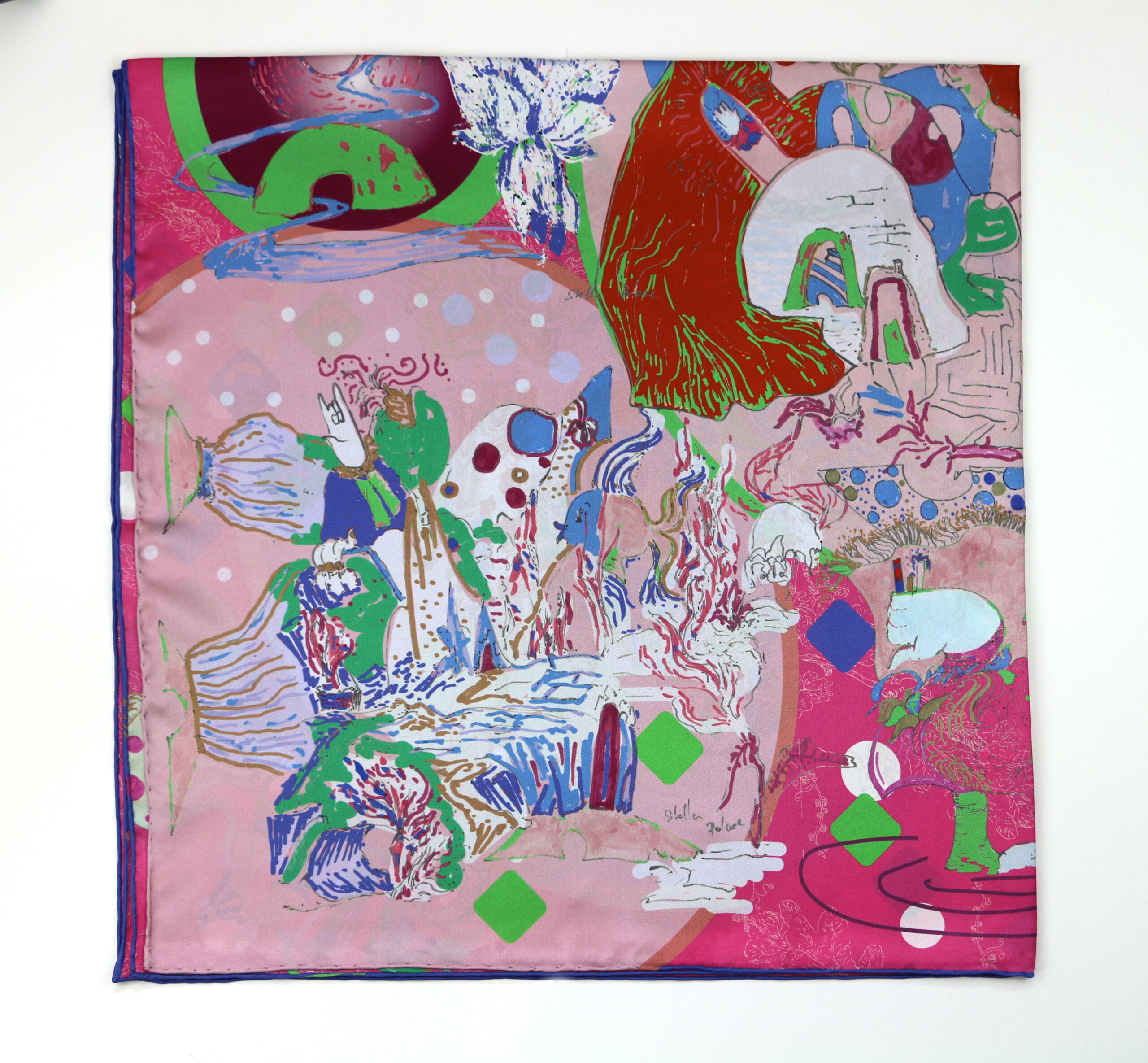 Silk Scarf "Minotaure space N15" couleur rose et violet by Stella Polare - Image 5