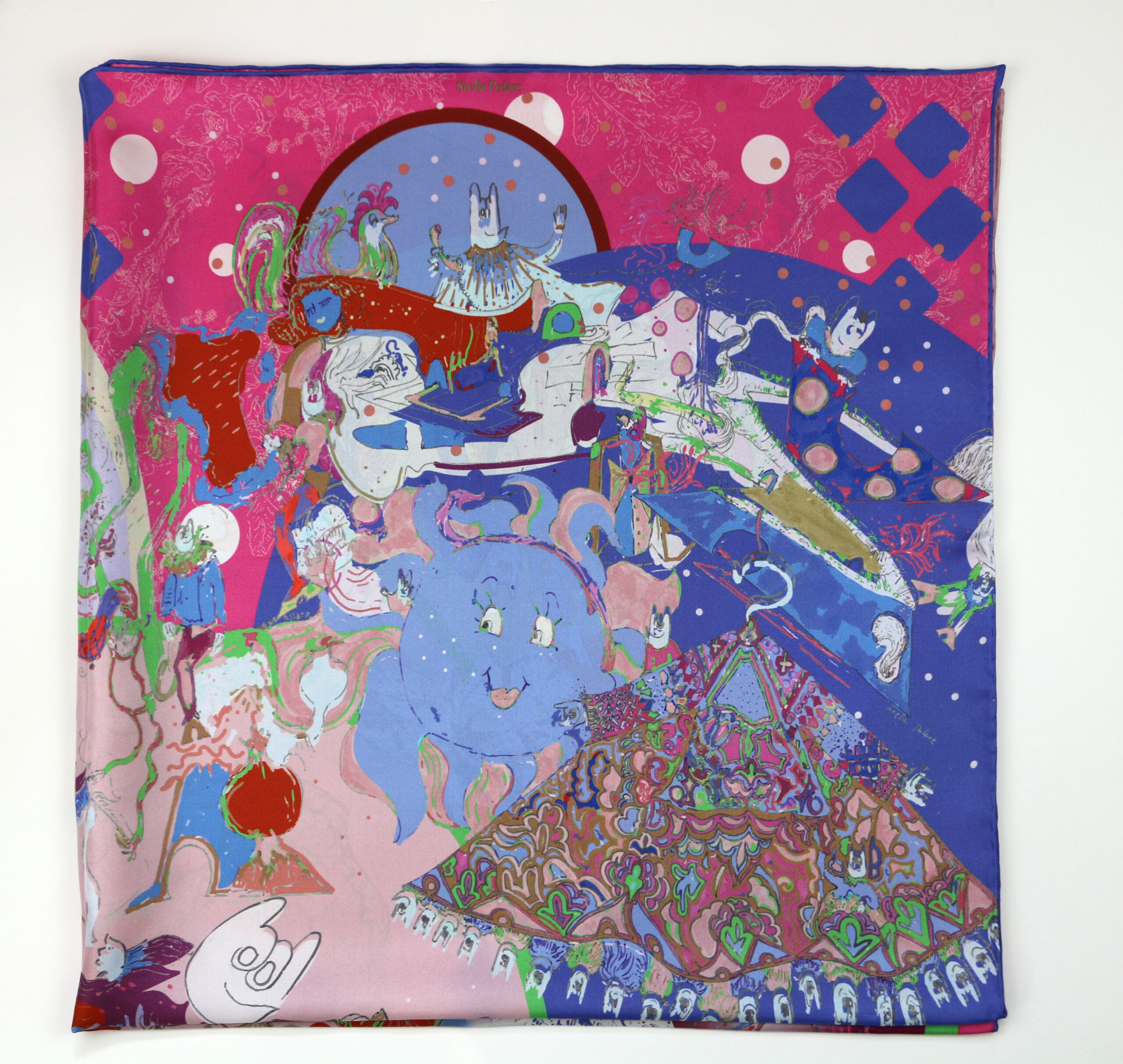 Silk Scarf "Minotaure space N15" couleur rose et violet by Stella Polare - Image 3