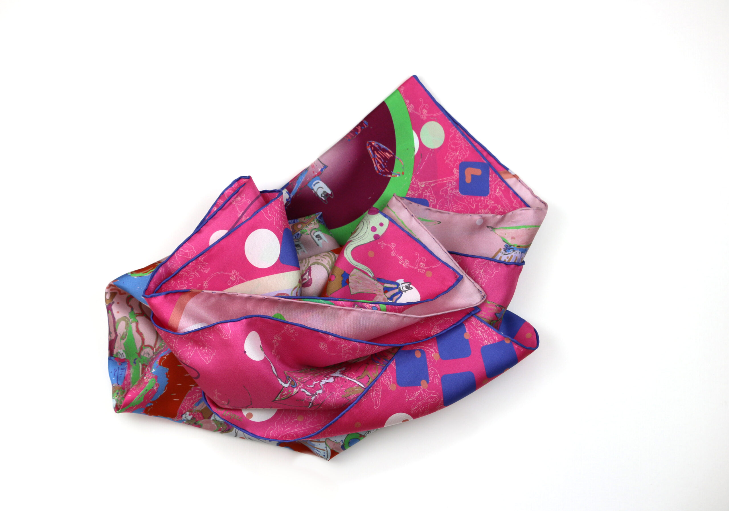 Silk Scarf "Minotaure space N15" couleur rose et violet by Stella Polare - Image 2