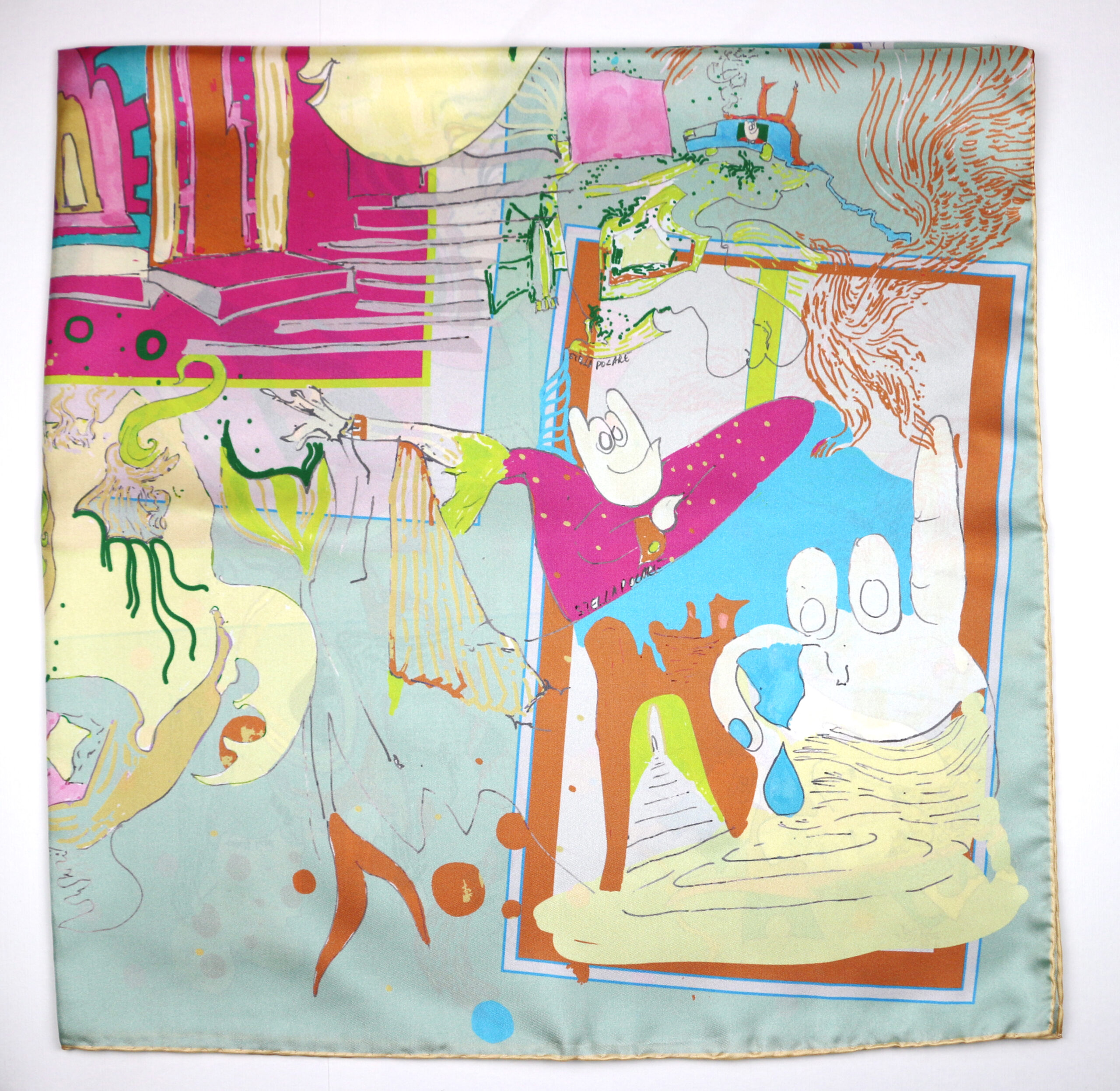 Silk Scarf "Minotaure space N17" ref gris et bleu by Stella Polare - Image 3