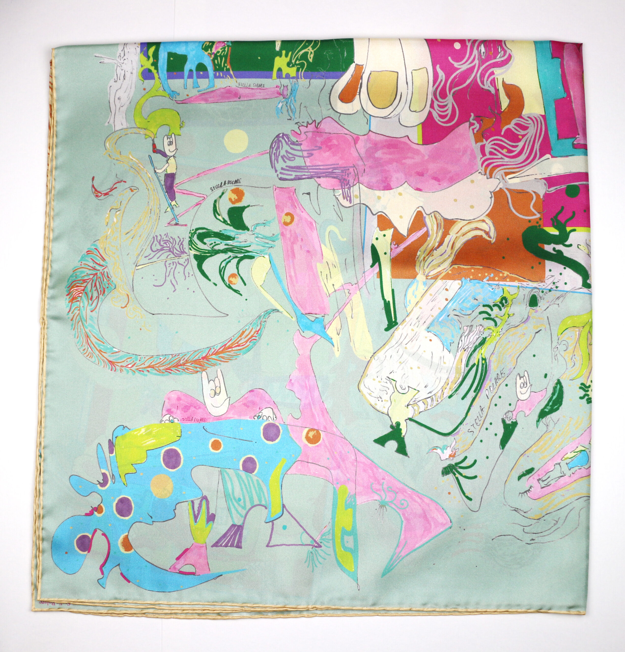 Silk Scarf "Minotaure space N17" ref gris et bleu by Stella Polare - Image 4