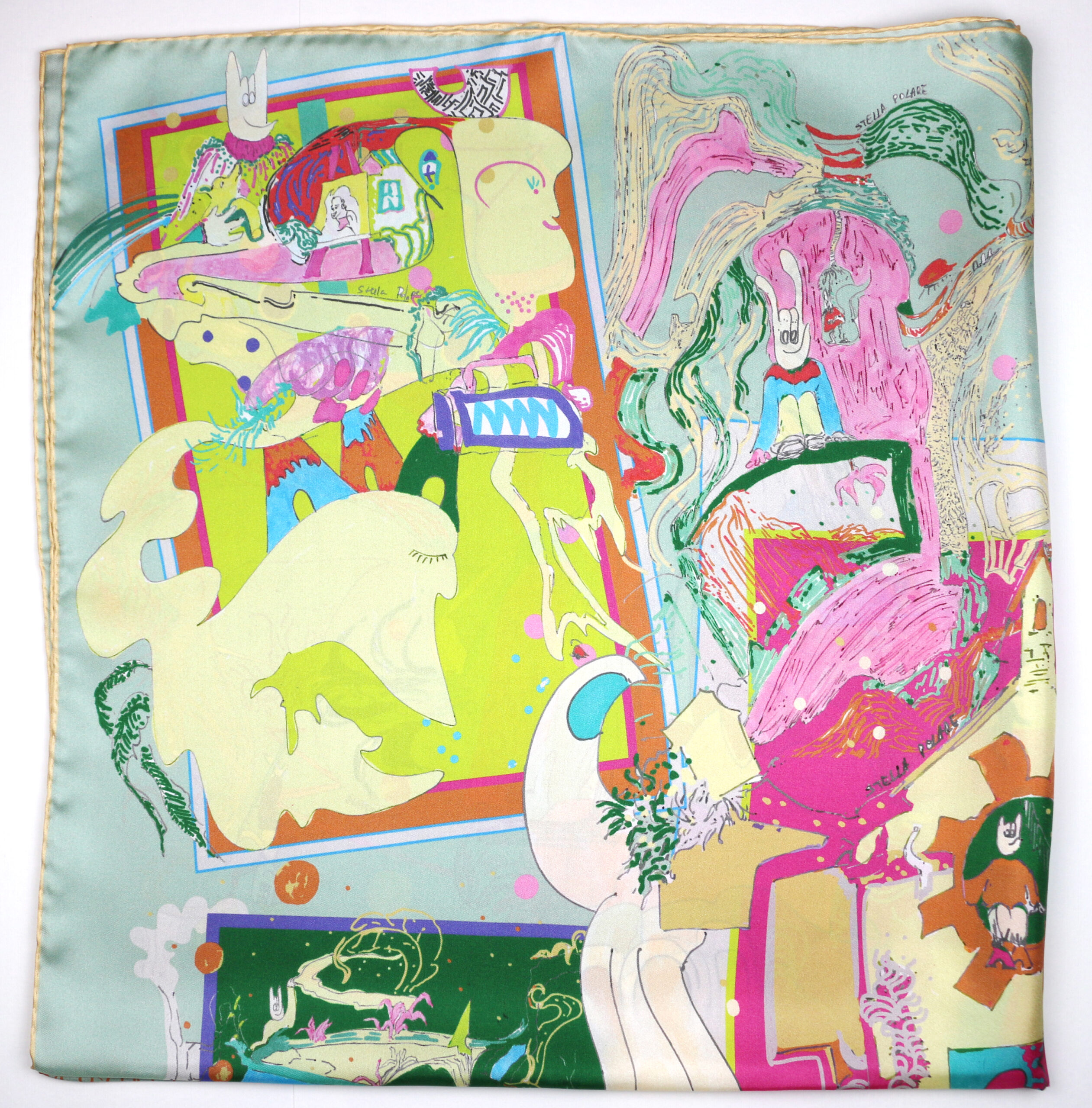 Silk Scarf "Minotaure space N17" ref gris et bleu by Stella Polare - Image 5