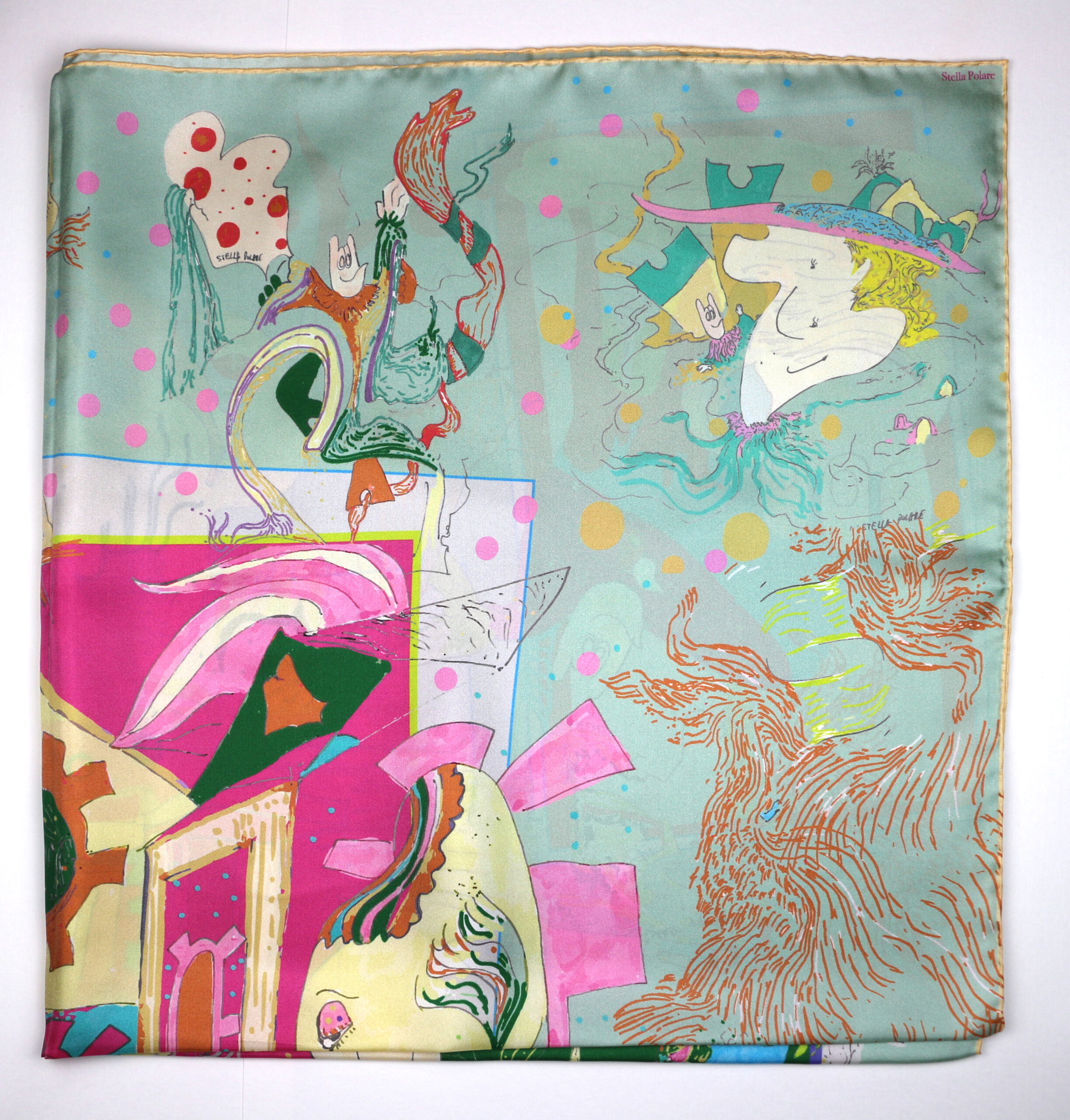 Silk Scarf "Minotaure space N17" ref gris et bleu by Stella Polare - Image 6