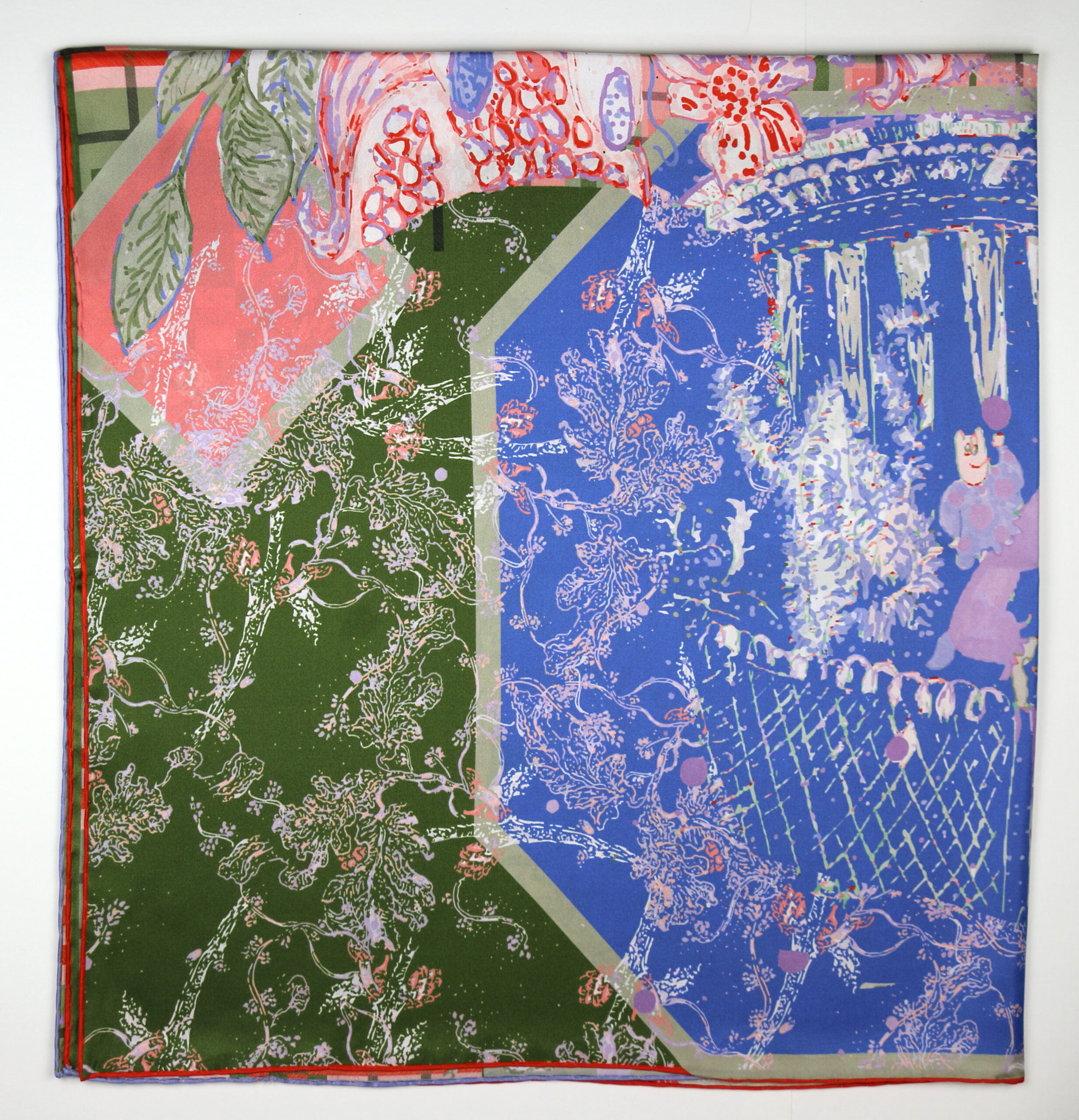 Silk Scarf "Minotaure space N2" violet and kaki by Stella Polare - Image 7