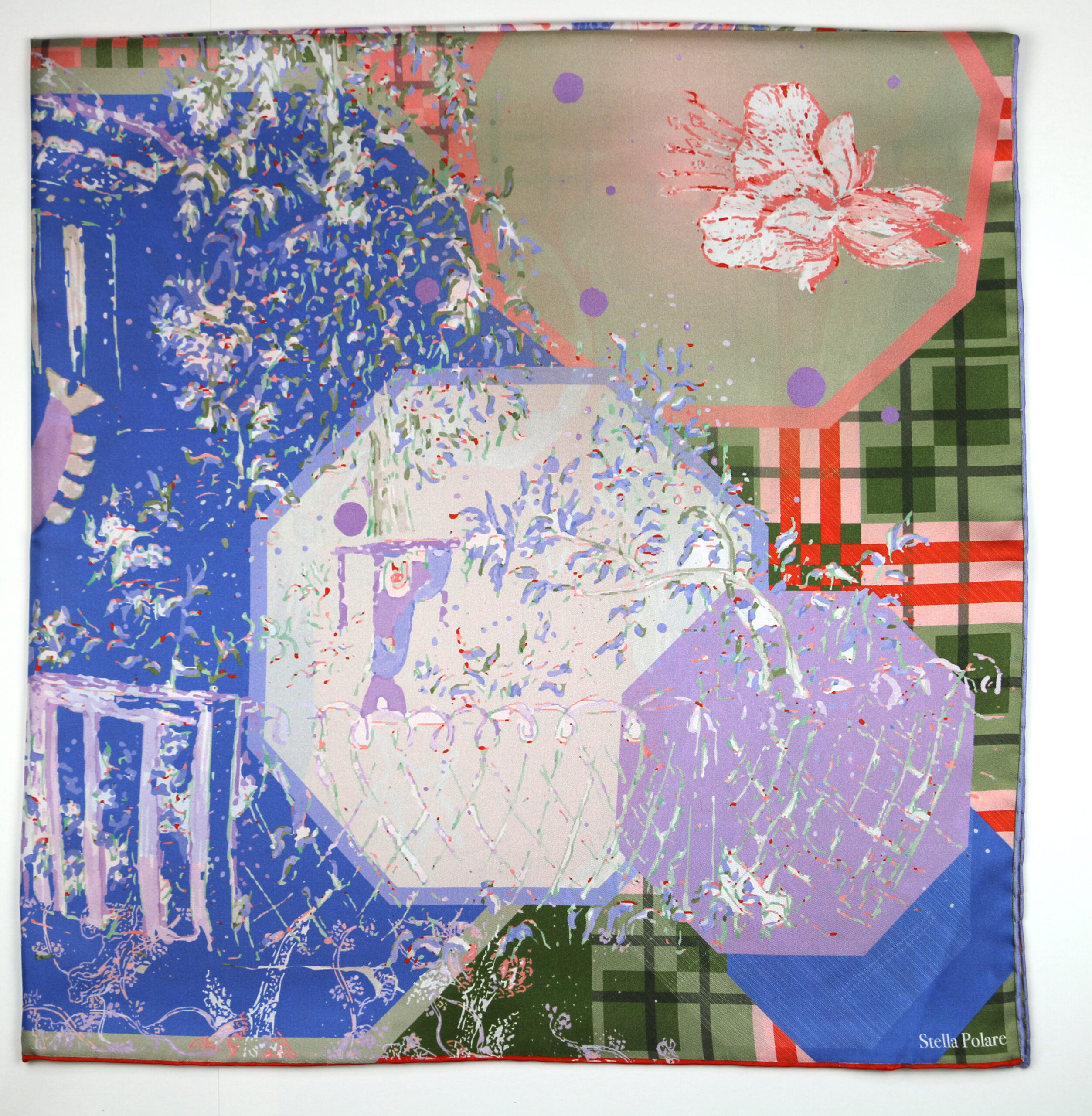 Silk Scarf "Minotaure space N2" violet and kaki by Stella Polare - Image 6