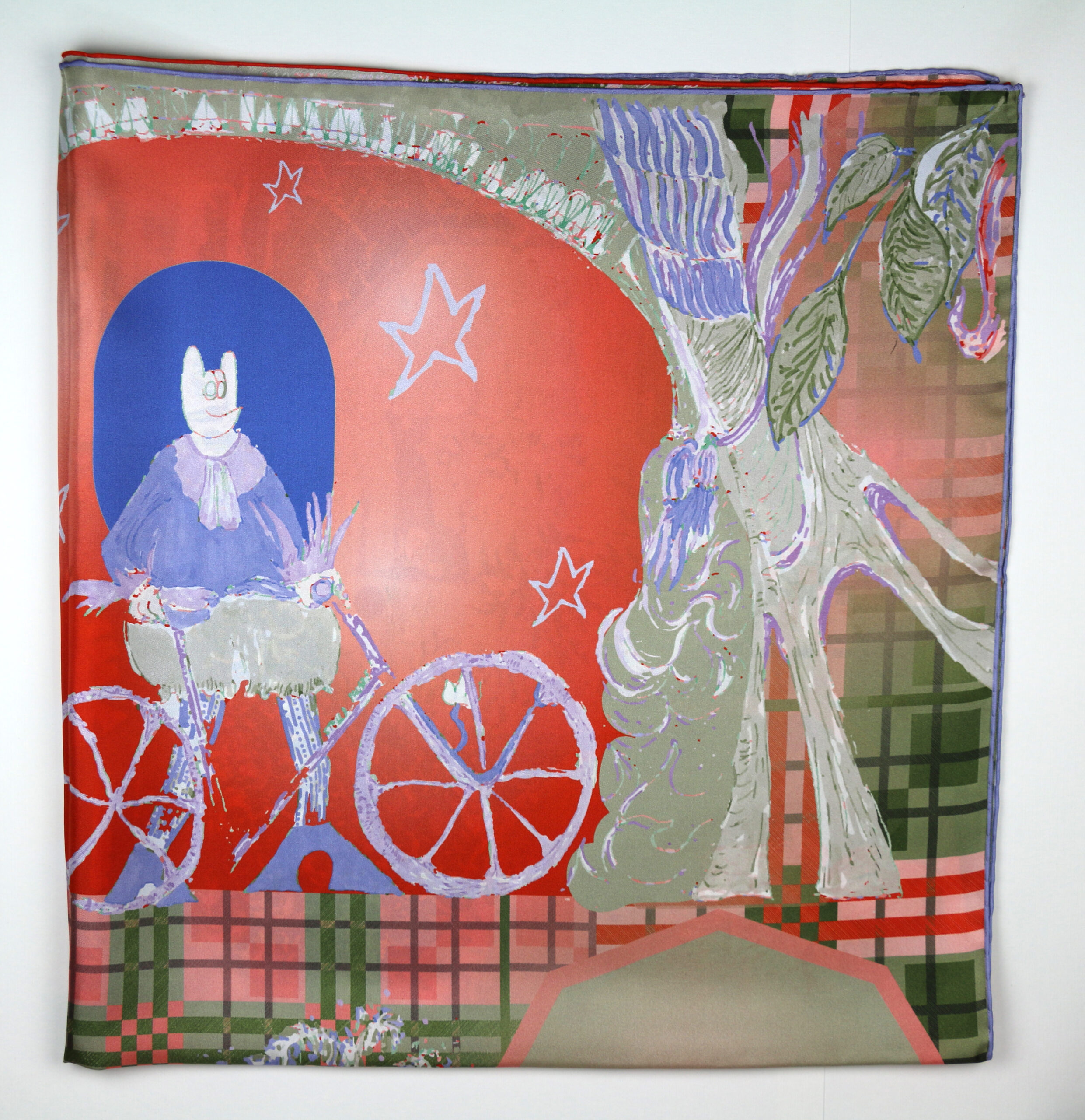 Silk Scarf "Minotaure space N2" violet and kaki by Stella Polare - Image 5