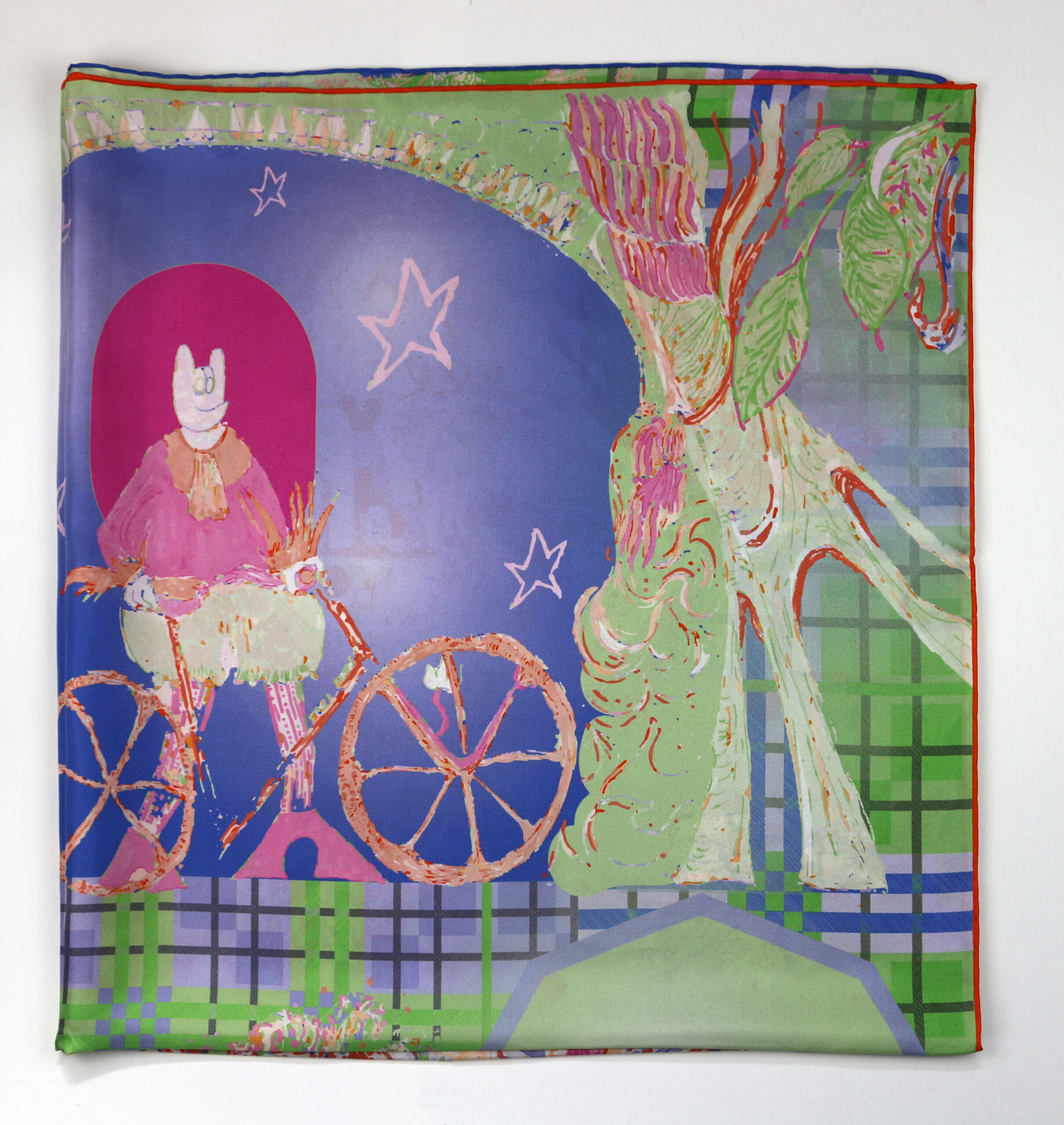 Silk Scarf "Minotaure space N2" prune et vert by Stella Polare - Image 3