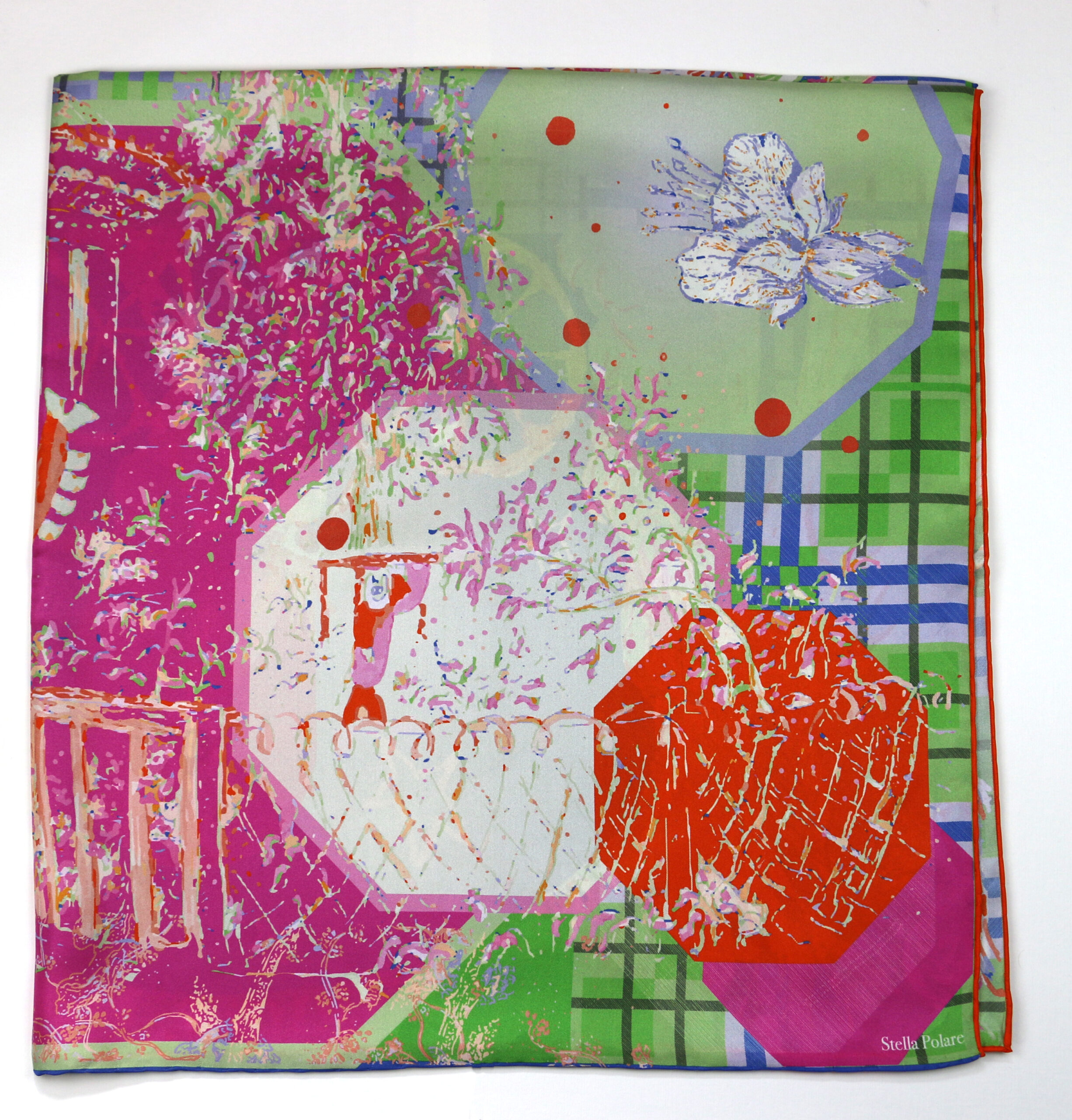 Silk Scarf "Minotaure space N2" prune et vert by Stella Polare - Image 2