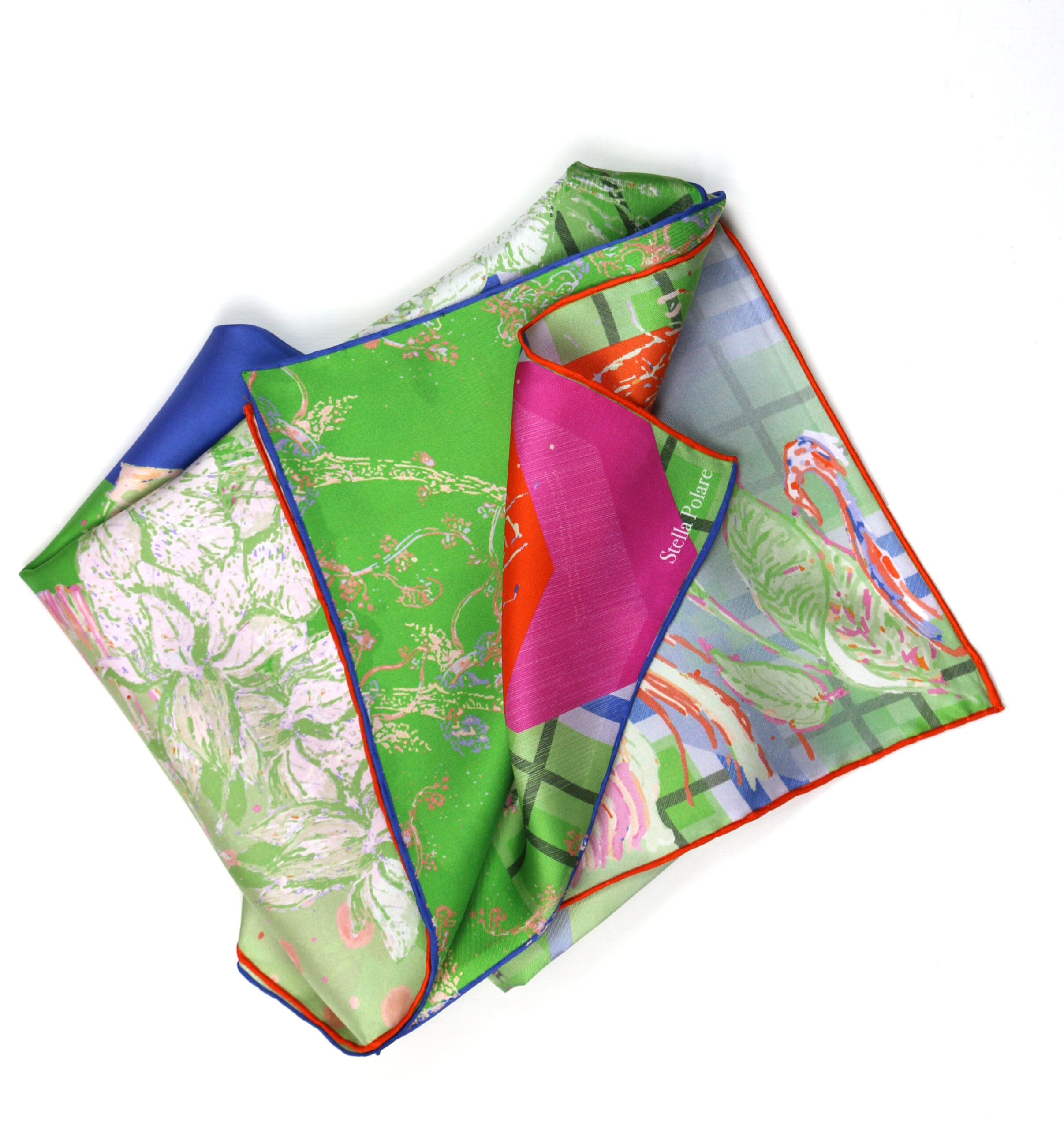 Silk Scarf "Minotaure space N2" prune et vert by Stella Polare - Image 9