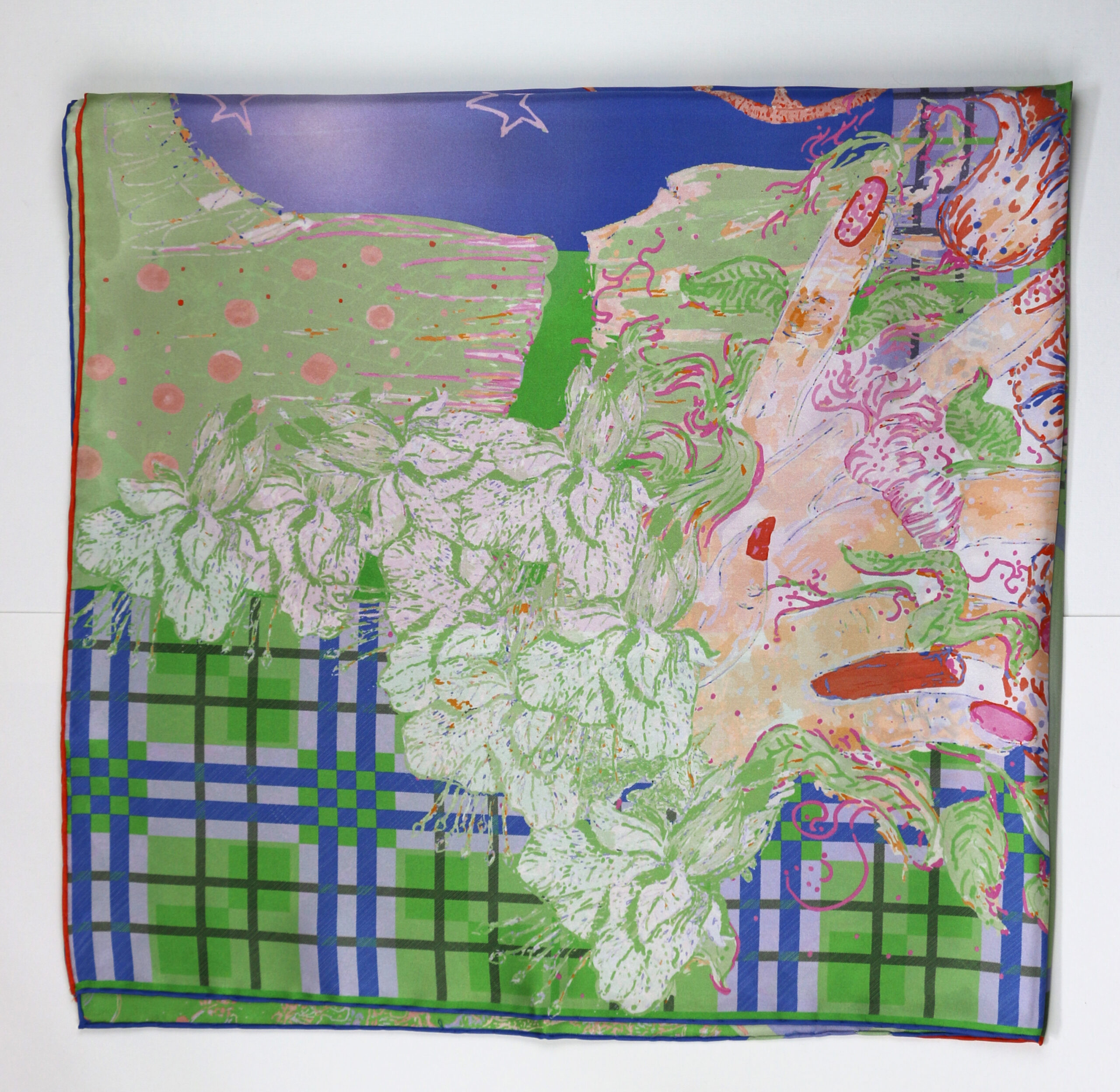 Silk Scarf "Minotaure space N2" prune et vert by Stella Polare - Image 5