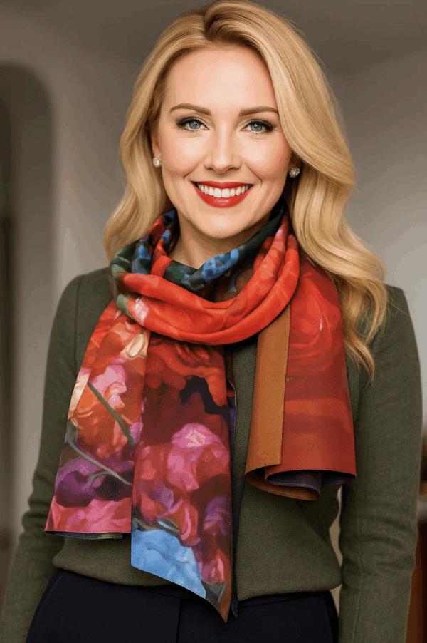 Viscose Scarf "Coquelicots 4" : collection "Day dreamer" – Image 7