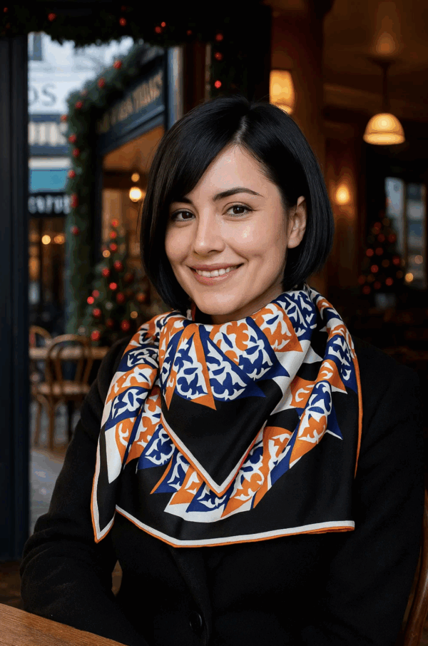 Hospitalité black/ "Silk Road" series: silk scarf – Image 2